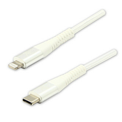 Logo USB kabel (2.0), USB C muški - Apple Lightning muški, 1m, MFi certifikat, 5V/3A, bijeli, kutija, najlonsko oplet, aluminij