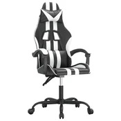 Vidaxl Vrtljiv gaming stol črno in belo umetno usnje