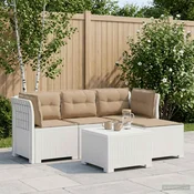 Vidaxl 4-sedežna vrtna sofa z blazinami, rattan videz PP Bela