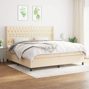 Greatstore Box spring postelja z vzmetnico krem 200x200 cm blago