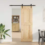 vidaXL Drsna vrata NARVIK Naravna in črna 70 x 210 cm (152,5 cm)
