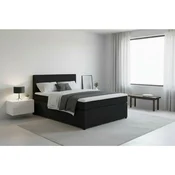 MID.YOU BOXSPRING POSTELJA 140 cm x 200 cm , tekstil, leseni material barve grafita