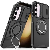 Maska za mobilni telefon Samsung Galaxy S23 CAMSHIELD RING STAND, Crna