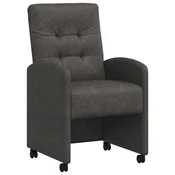 Vidaxl Jedilni stoli s kolesi 2 szt. Črna 58 x 67 x 97 cm Umetna koža