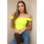 Yellow neon blouse with frills
