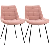 HOMCOM HOMCOM Jedilni stol, flanel, pena, jeklo 50D x 61Š x 79V cm, roza, (5000242691)