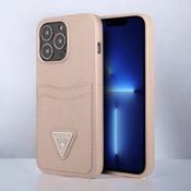 Guess Ovitek Guess Saffiano Triangle Logo za iPhone 13 Pro Max/12 Pro Max - roza (GUHCP13XPSATPP)