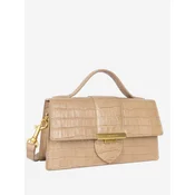 LANCASTER Paris Ročna torbica Lancaster Sac baguette A rabat avec fermoir M Croco Ily Naturel bež