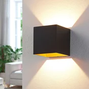Arcchio LED stenska svetilka Zuzana, kotna, črna, širina 10 cm - Hodnik - Sodobni - črna, oranžno-zlata - Aluminij