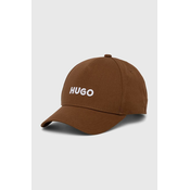 Pamučna kapa sa šiltom HUGO boja: smeđa, s aplikacijom, 50518901