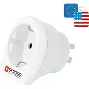 SKROSS putni punjač (240V, EU2 pin - US, uzemljen) BIJELI 1.500203-E