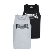 LONSDALE Majica Averham  pegasto siva / črna / bela