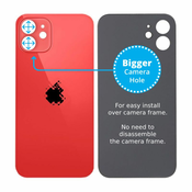 Apple iPhone 12 - Steklo zadnjega ohišja s povecano odprtino za kamero (rdeca)