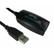 E-GREEN Kabl sa pojacivacem 3.0 USB A (M) - USB A (F) 5m crni