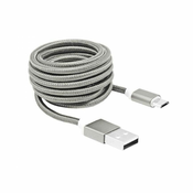 S-box kabel USB A-B mikro 1,5m srebrn bombažna zaščita