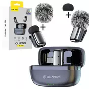 BLAVEC MK03 brezžični lavalier mikrofon USB-C 2kos, srebrn