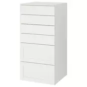 SMASTAD / PLATSA Komoda sa 6 fioka, bela s okvirom, 60x57x123 cm