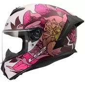 Integralna motociklistička kaciga LS2 FF820 Rapid III Poppies II sjajna bijelo-roza