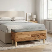 Vidaxl Shranjevalna klop s blazino Star les 102 x 42 x 46 cm