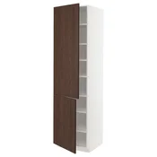 METOD Visoki element s policama/2 vrata, bela/Sinarp smeda, 60x60x220 cm