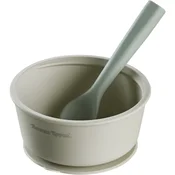 Tommee Tippee EasiStick™ Silicone Bowl & Spoon silikonska posoda s priseskom 4m+ Green 1 kos