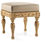 Casa Padrino luxury baroque leather stool beige/antique natural - Handmade baroque style stool with high quality genuine leather - Baroque furniture - Luxury quality - Made in Italy