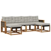 Set vanjskih sofa s jastukom 6 pcs Prirodna i svjetlosiva