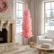 Vidaxl Umetno vitko božično drevo 150 cm PVC in jeklo Roza