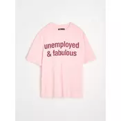 Sinsay - Pamučna majica sa natpisom - roze