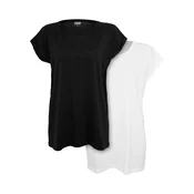 Womens T-shirt with extended shoulder 2-pack black/white