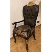 Casa Padrino luxury baroque dining room chair with armrests black/gold - Dining room furniture in baroque style - Luxury furniture in baroque style - Baroque interior - Baroque furniture