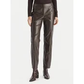 Vero Moda Hlače iz umetnega usnja Vips 10336342 Rjava Straight Fit