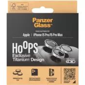Zaščita objektiva kamere Hoops za iPhone 15 Pro/15 Pro Max, White Titanium, PanzerGlass