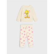 Sinsay - Komplet gornjeg dela trenerke i pantalona Looney Tunes - krem