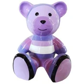 Casa Padrino luxury designer decorative figure teddy bear purple/multicolored 33 x H. 37 cm - Living room decorative figure - Luxury decorative figure - Designer decorative figure