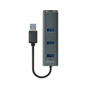 slomart savio ak-58 3-portno vozlišče USB-a z adapterjem rj-45