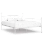 Vidaxl Posteljni okvir z letvenim dnom bel kovinski 200x200 cm