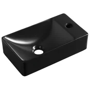 MARGITHA keramični umivalnik 38x22cm, odprtina za pipo na desni strani, črna mat - Črna - 38x10x22 cm - Sapho - SMALL - 24 - Keramika - Pravokotnik - 380 - 100 - 220 - 14