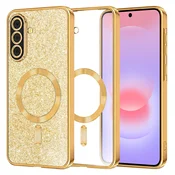 TPU gel ovitek Techsuit Luxury Glitter MagSafe za Samsung Galaxy A37 - gold