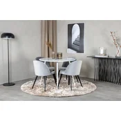 Venture Design Jedilna miza in stol komplet Plaza miza 100 cm stol 57x76,5x50 cm bela siva