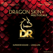 DR Strings Dragon Skin+ Coated Steel 6-String Medium 30-125 Tapered Multi-Scale Strune za 6 strunsko bas kitaro
