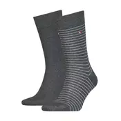 Moške nogavice TOMMY HILFIGER - dolge, temno sive basic, 2 para, 43/46