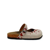 Goby Cokle Women Calceo Beige Clogs CAL2210 with hearts and dog bež