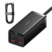 Stenski 100W polnilec Baseus PSZM000201 2x USB-A, 2x USB-C, 2x AC - black