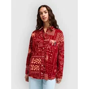 RVCA Dalas Patchwork Cord Shirt brick red
