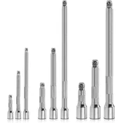 Nikcorp Elastičen komplet podaljškov za nasadne ključe 9 kosov Cr-V WOBBLE nihanje do 15° 1/4 3/8 1/2 srebrn 6,3/10/12,5 mm set