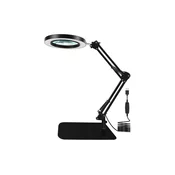 LED Zatemnitvena namizna svetilka s povečevalnim steklom LED/11W/5V črna