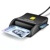 AXAGON CRE-SM3SD, USB-A FlatReader Bralnik pametnih kartic (eCard) + SD/microSD/SIM, 1,3 m kabel