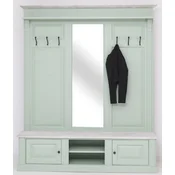 Casa Padrino Country Style wardrobe mint green/gray 180 x 41 x H. 210 cm - Solid wood wardrobe with mirror - Solid wood wardrobe furniture - Country style wardrobe furniture