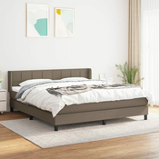 Greatstore Box spring postelja z vzmetnico taupe 180x200 cm blago